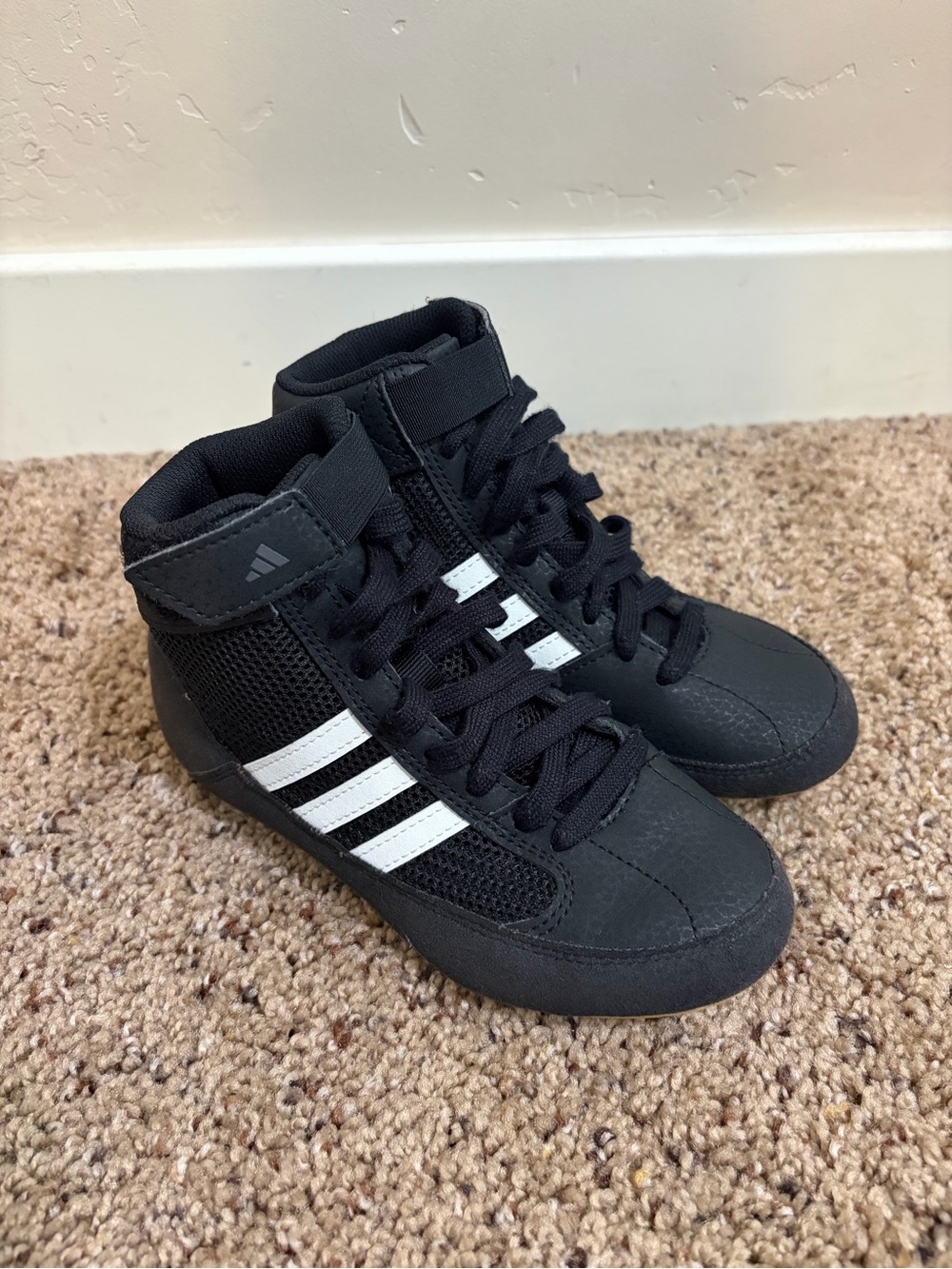 Adidas Kids' HVC 2 Wrestling Shoes, Black / White, Size 13K